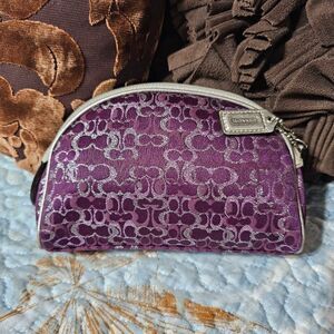 Vintage Coach Y2k Purple Metallic Lurex Cosmetic Pouch Purse
